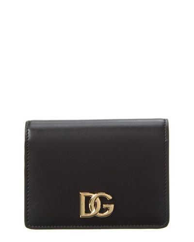 Dolce & Gabbana Dg Logo Leather Card Case In Black