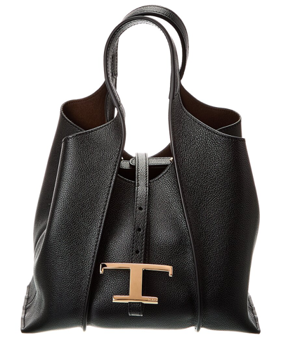 Tod's Medium T Timeless Tote Bag In Black