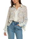 Free People Virgo Baby Button Down Blouse In Blue Combo In Blue