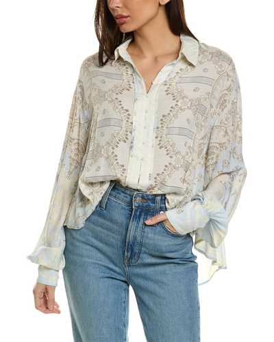 Free People Virgo Baby Button Down Blouse In Blue Combo