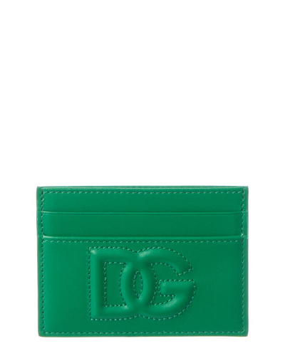Dolce & Gabbana Dg Logo Leather Card Holder In Blue