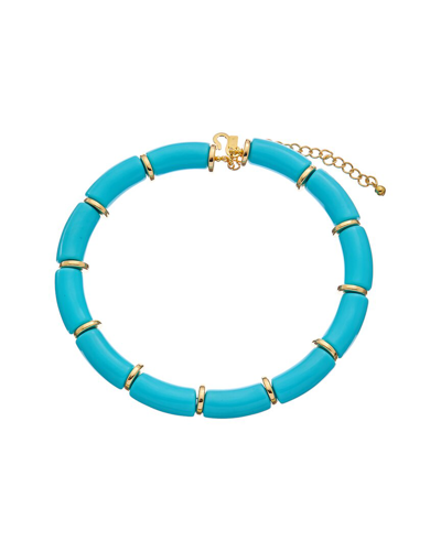 Kenneth Jay Lane 22k Plated Collar Necklace In Blue