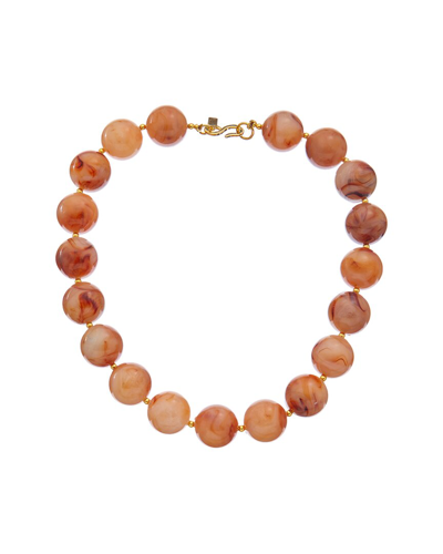 Kenneth Jay Lane Plated Beaded Necklace In Brown