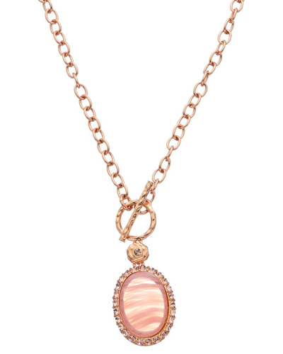 Kenneth Jay Lane Plated Rose Quartz Pendant Necklace In Gold