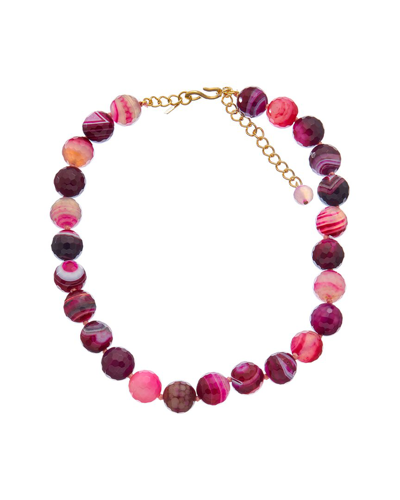 Kenneth Jay Lane Plated Agate Beaded Necklace In Multi