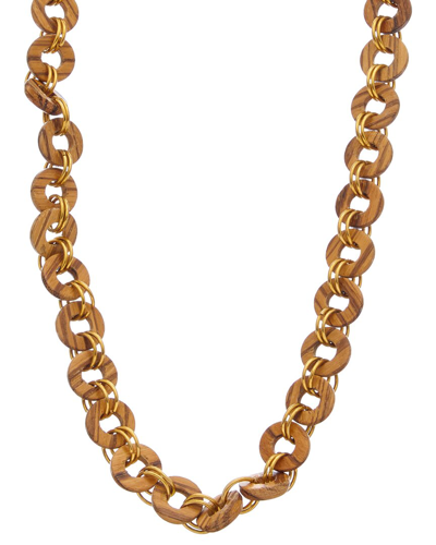 Kenneth Jay Lane 14k Plated Station Necklace In Brown