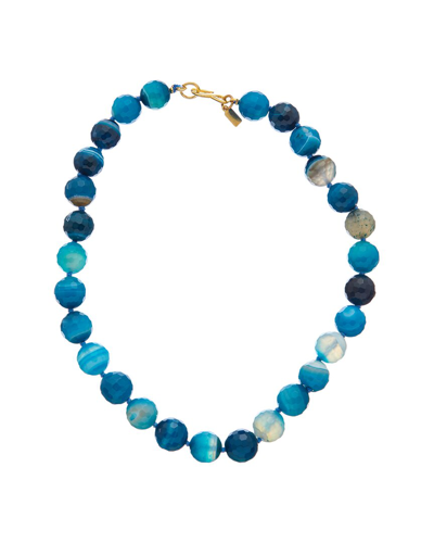 Kenneth Jay Lane Plated Agate Beaded Necklace In Blue