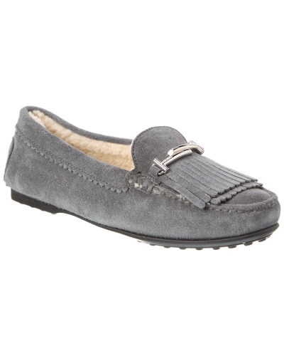 Tod's Suede Loafer In Grey