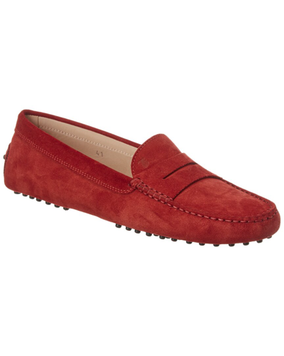Tod's Gommino Suede Driving Shoe In Red