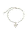 Sterling Forever Rhodium Plated Beating Heart Charm Bracelet In Silver