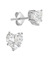 Sterling Forever Silver Cz Hearts Studs