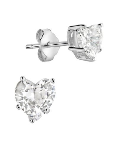 Sterling Forever Silver Cz Hearts Studs In Metallic