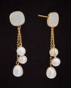 ITALIAN GOLD 18K ITALIAN GOLD PEARL DANGLE EARRINGS