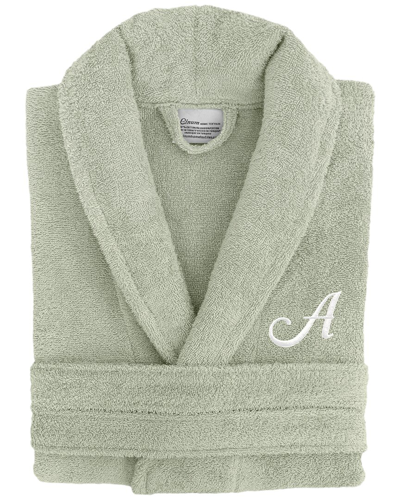 Linum Home Textiles Monogram Terry Bathrobe (a-z Linum Font) In Large/xl