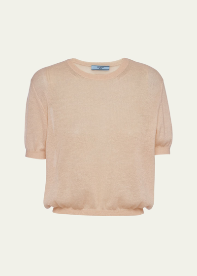Prada Superfine Cashmere Knit Shirt In F0f24 Deserto