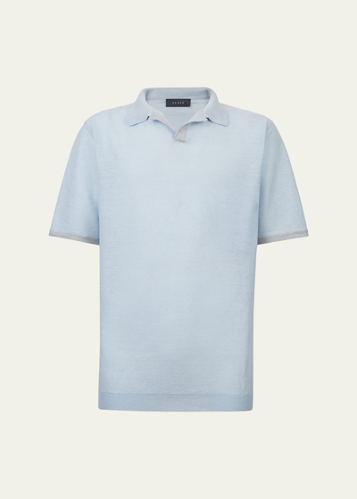 Sease Men's Linen Knit Polo Shirt In Skyblue