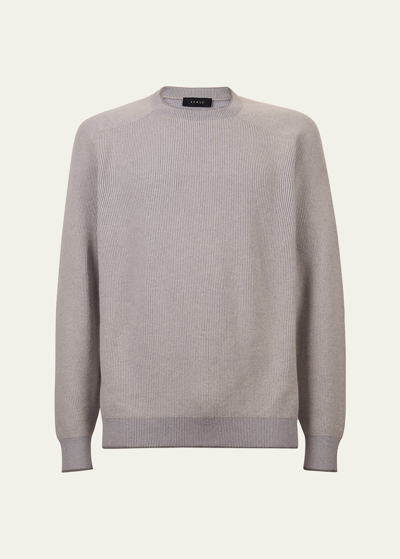 Sease Men's Vanise Dinghy Cashmere-cotton Ribbed Crewneck Sweater In Pearl Grey