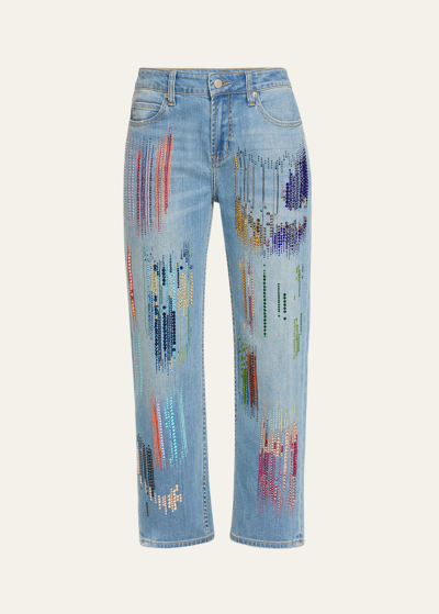 Libertine Fwb Boyfriend Jeans With Crystal Detail In Wasbu