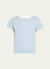 Frame Striped Crewneck Tee In Sky Blue Multi
