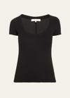 FRAME RIBBED SCOOP-NECK BABY TEE