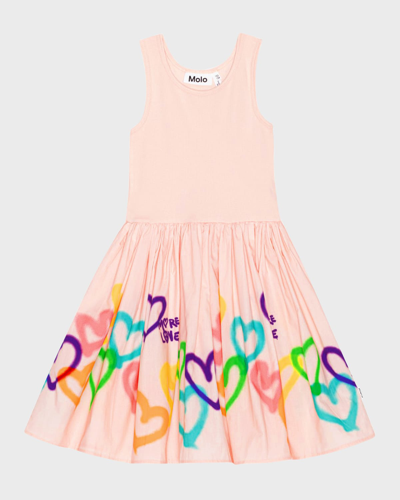Molo Kids' Girl's More Love Cassandra Dress In Colourful Hearts