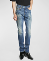 SAINT LAURENT MEN'S SLIM-FIT FADED JEANS