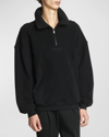 SAINT LAURENT MEN'S QUARTER-ZIP LOGO SWEATSHIRT