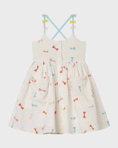 Stella Mccartney Kids' Girl's Bows Gauze Strappy Dress In White