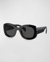 PRADA OVERSIZED LOGO ACETATE & PLASTIC OVAL SUNGLASSES