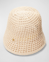 LELE SADOUGHI OPEN WEAVE RAFFIA & COTTON BUCKET HAT