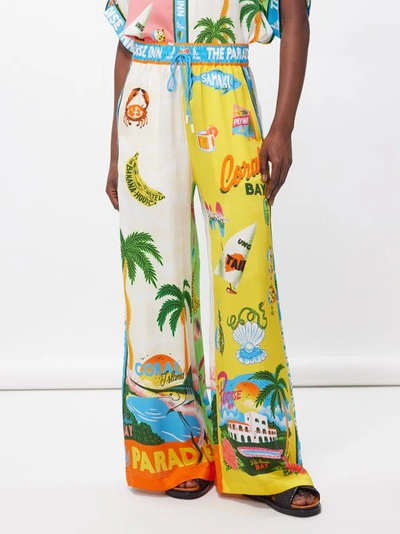 Alemais Paradiso Printed Silk Wide-leg Pants In Multi