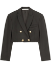 Palm Angels Double-breasted Cropped Blazer With Gold Button Accents In Black