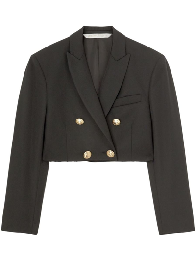 Palm Angels Cropped Boyfriend Blazer In Black