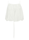 LOW CLASSIC WHITE CROPPED TOP WITH DRAWSTRING IN COTTON BLEND WOMAN