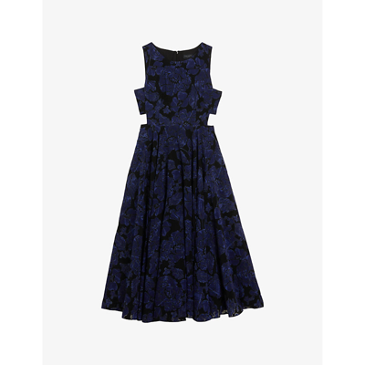 Ted Baker Womens Navy Occhito Floral-print Woven Midi Dress