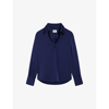 Claudie Pierlot Womens Bleus Collar V-neck Satin Shirt