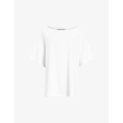 Allsaints Womens White Lydia Oversized Organic-cotton T-shirt