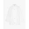 TOTÊME TOTEME WOMEN'S WHITE BOXY-FIT COLLAR ORGANIC-COTTON OVERSHIRT