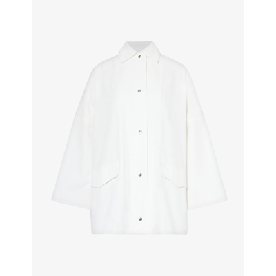 Totême Toteme Womens White Boxy-fit Collar Organic-cotton Overshirt
