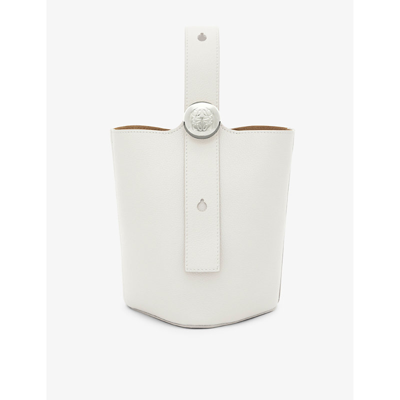 Loewe Mini Leather Pebble Bucket Bag In Soft White