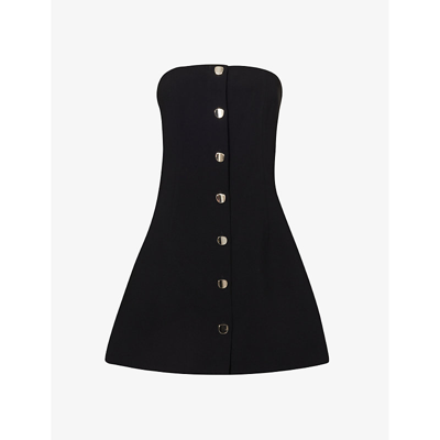 Viktoria & Woods Succession Curved-neck Woven Mini Dress In Black