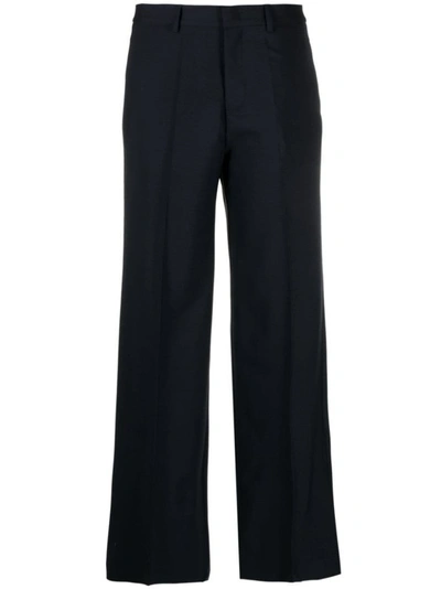 P.a.r.o.s.h Midnight Blue Stretch-wool Twill Trousers In Black