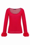 Andreeva Red Knit Top With Handmade Knit Cuffs In Red