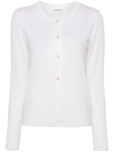 P.a.r.o.s.h Cream White Wool-silk-cashmere Blend Cardigan