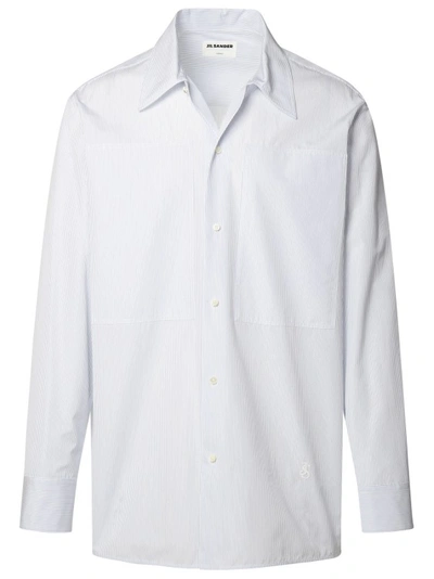 Jil Sander Structured Cotton Shirt Striped Pattern In White