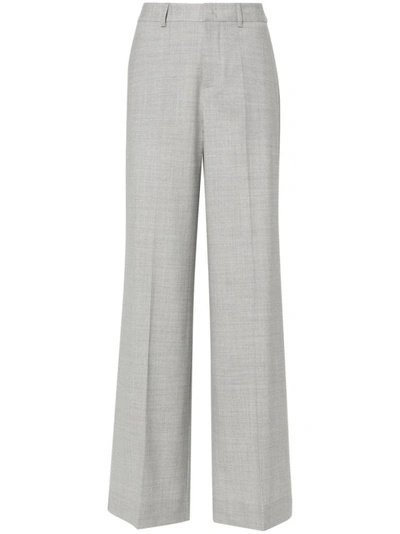 P.a.r.o.s.h Heather Grey Stretch-virgin Wool Trousers In White
