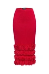 ANDREEVA RED KNIT SKIRT WITH HANDMADE KNIT DETAILS