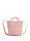 Marni Light Pink Mini Tropicalia Woven Bucket Bag In Pink
