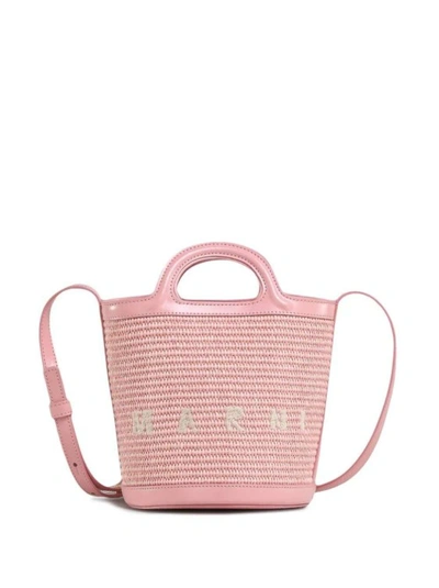 Marni Light Pink Mini Tropicalia Woven Bucket Bag
