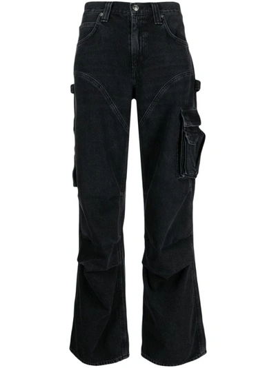 Agolde Nera Mid-rise Straight Cargo Jeans In Black